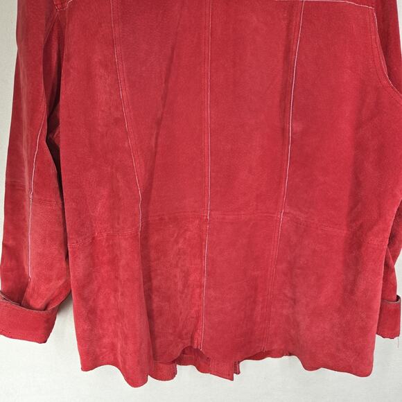 Vtg Nygard Collection Leather Shirt Jacket 16 Petite Womens Red Button Up - Picture 15 of 15